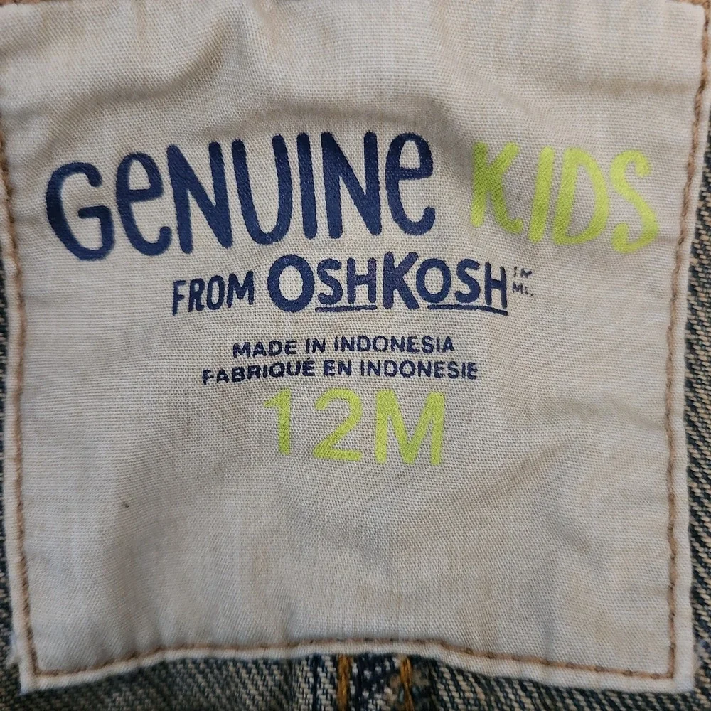 Oshkosh Bogosh Children's Denim Bibs Overalls Brown Undertones sz 12‎ Months